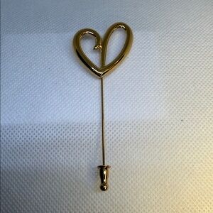 Monet Gold Tone Heart Brooch Pin Vintage